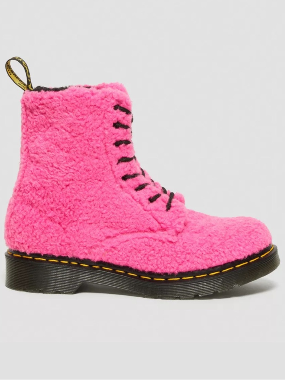 Dr. Martens 1460 Pascal Lux Borg Faux Shearling Clash Pink Women’s size 7 NEW!!!